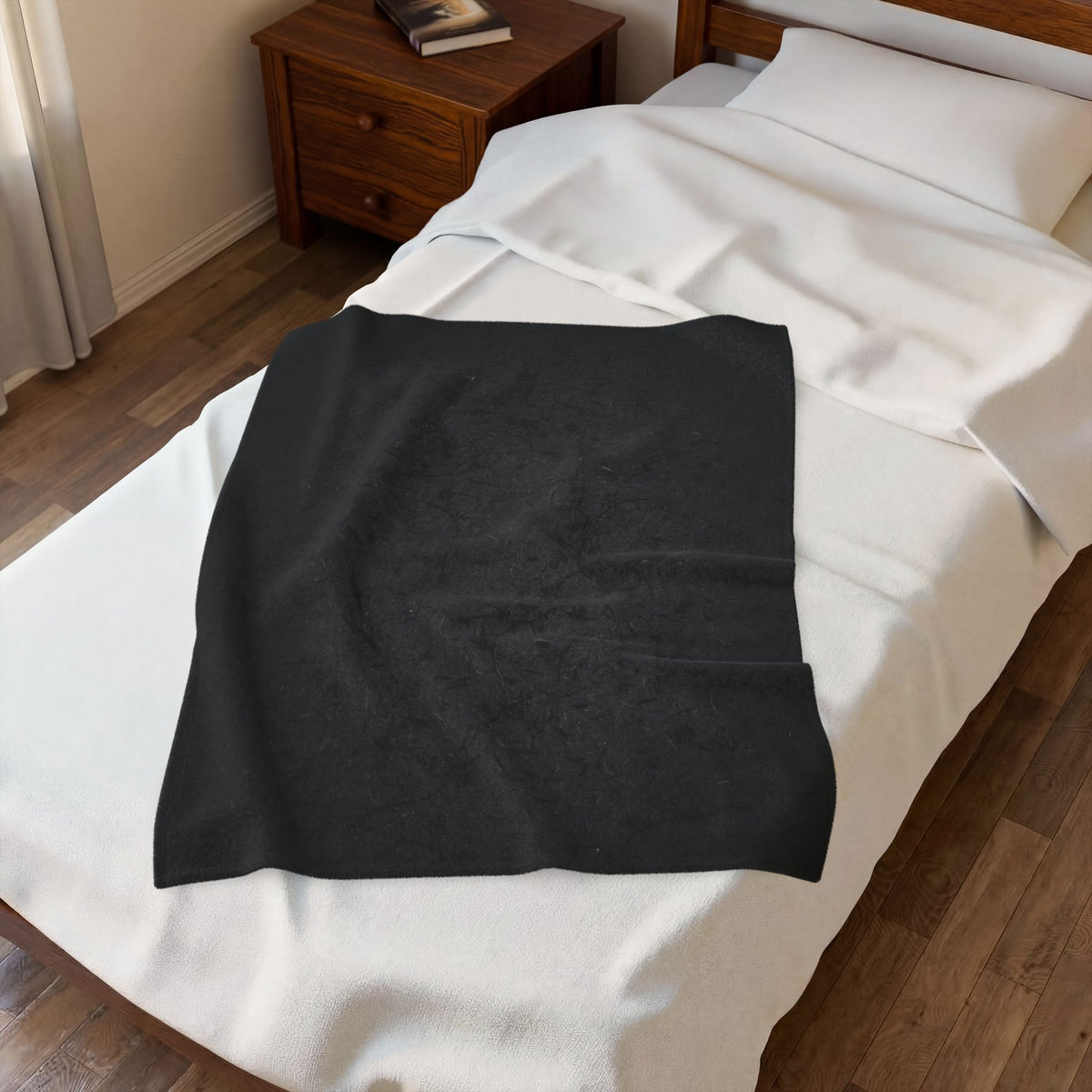 Black Velveteen Throw Blanket - product photo 3