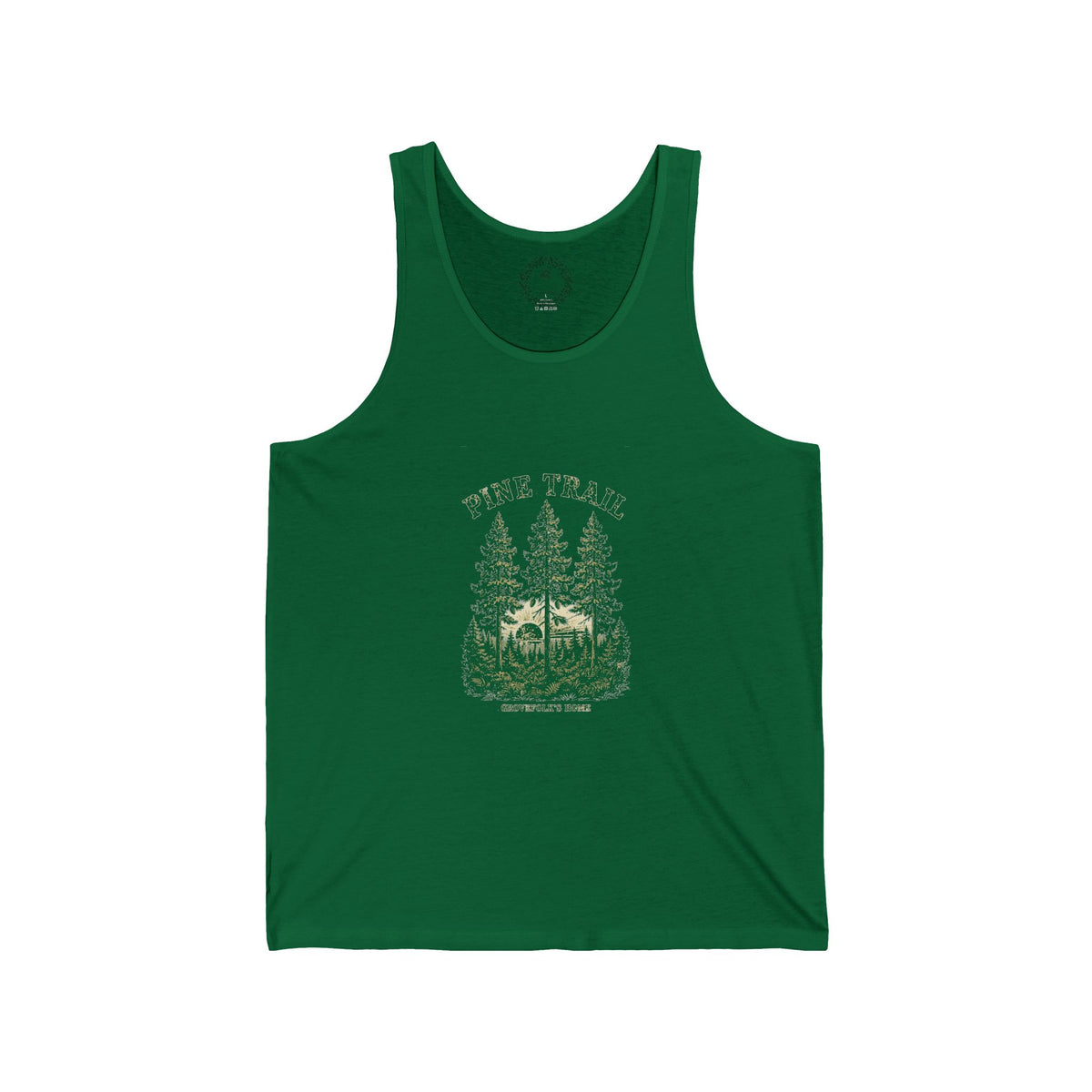 Pine Trail Tank with vintage pine forest artwork