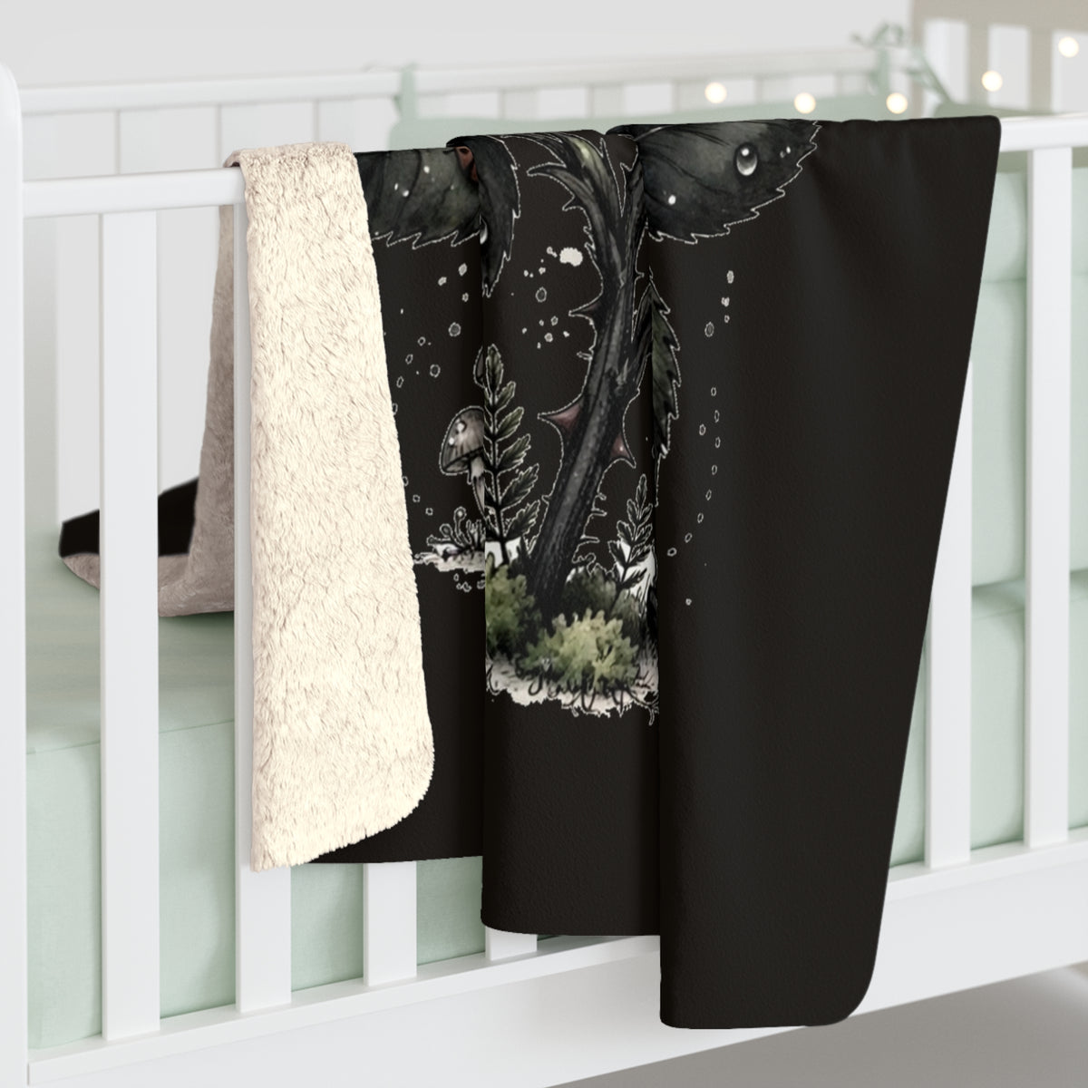 Apothecary of Thorns Sherpa Blanket - Black Rose - product photo 6