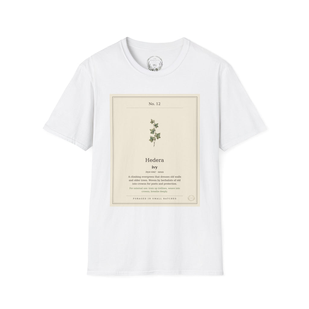 The Herbanium Tee - December Ivy - botanical illustration printed on a soft short-sleeve tee