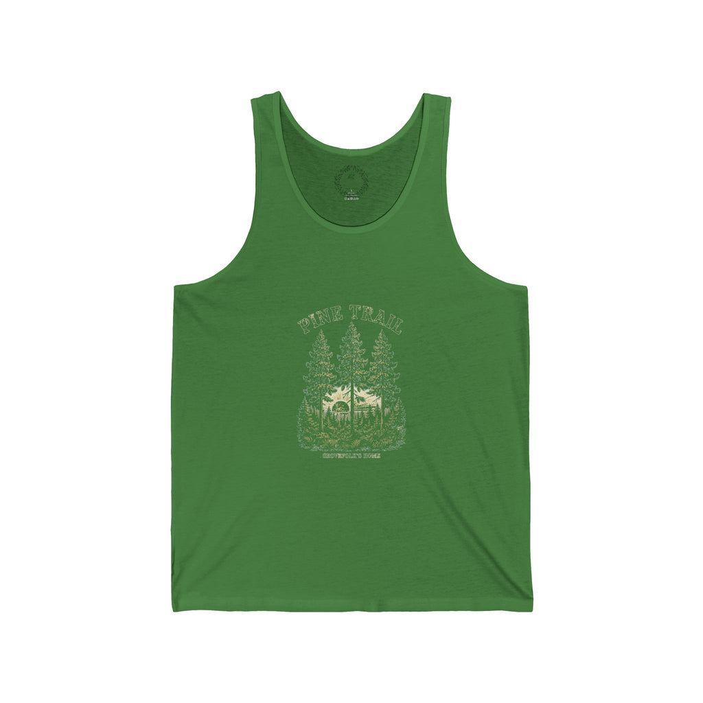 Pine Trail Tank with vintage pine forest artwork