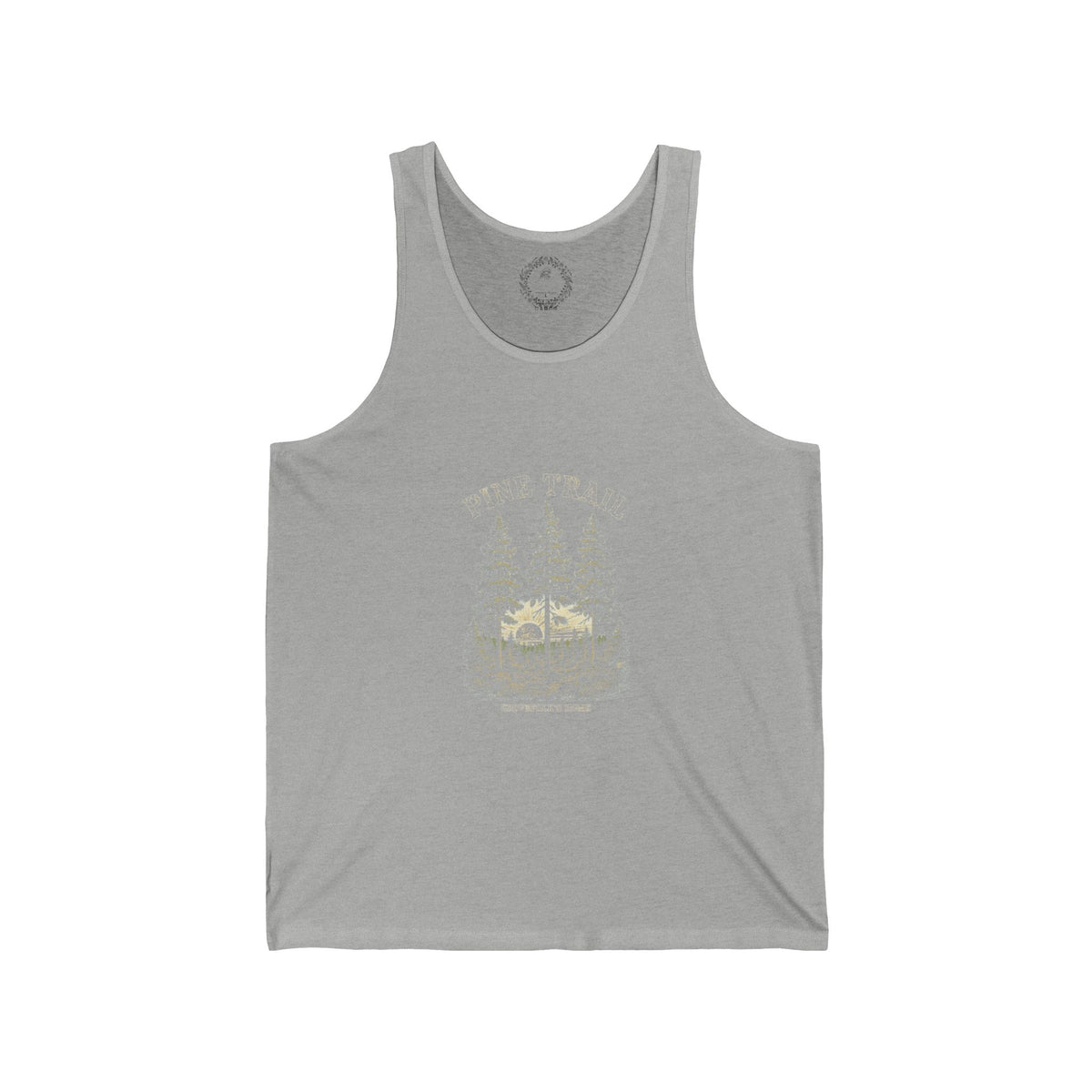 Pine Trail Tank with vintage pine forest artwork