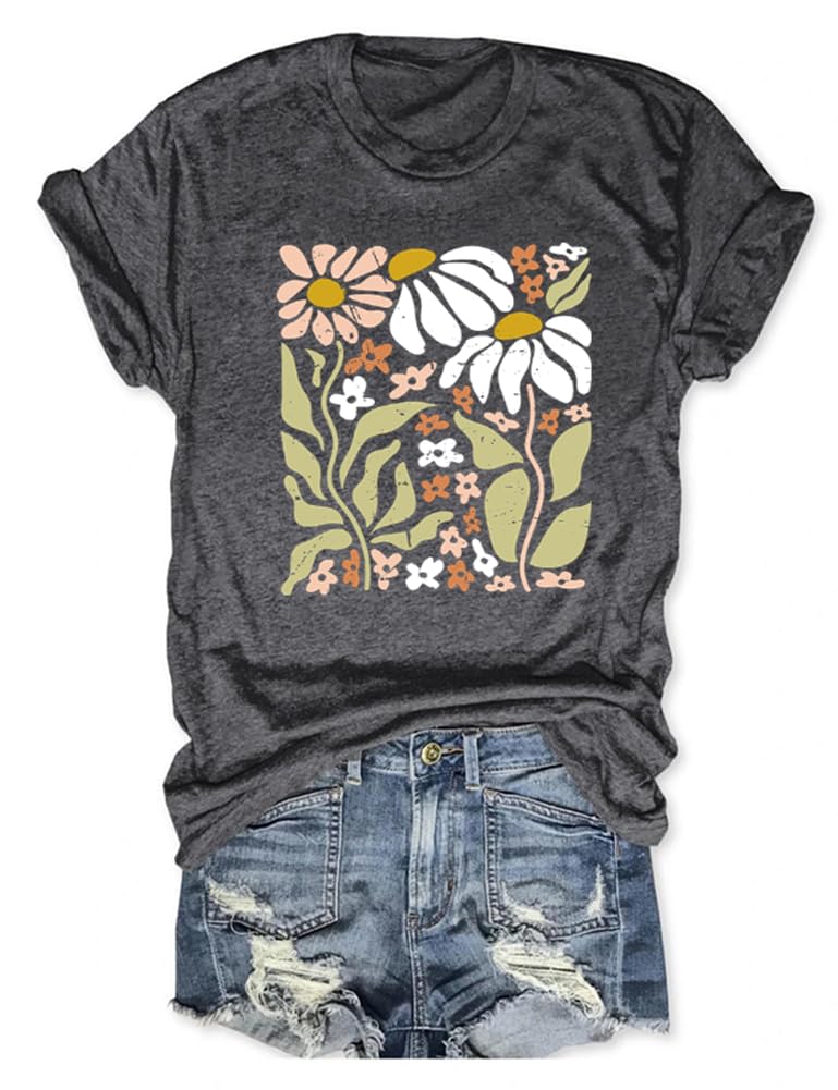 Boho Wildflower Tee with vintage wildflower and butterfly print