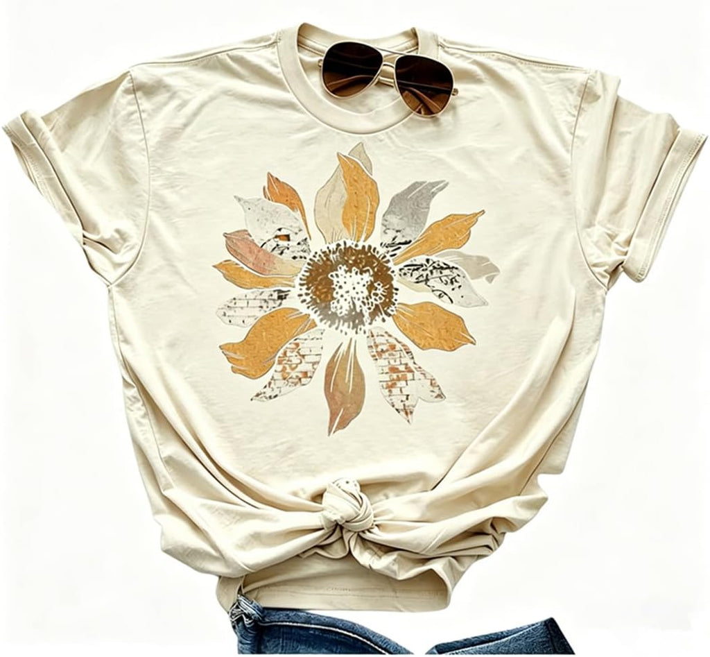 Boho Wildflower Tee with vintage wildflower and butterfly print