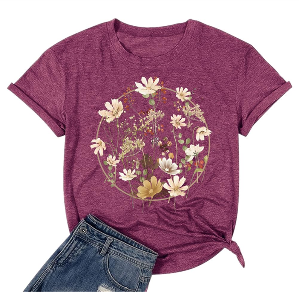 Boho Wildflower Tee with vintage wildflower and butterfly print