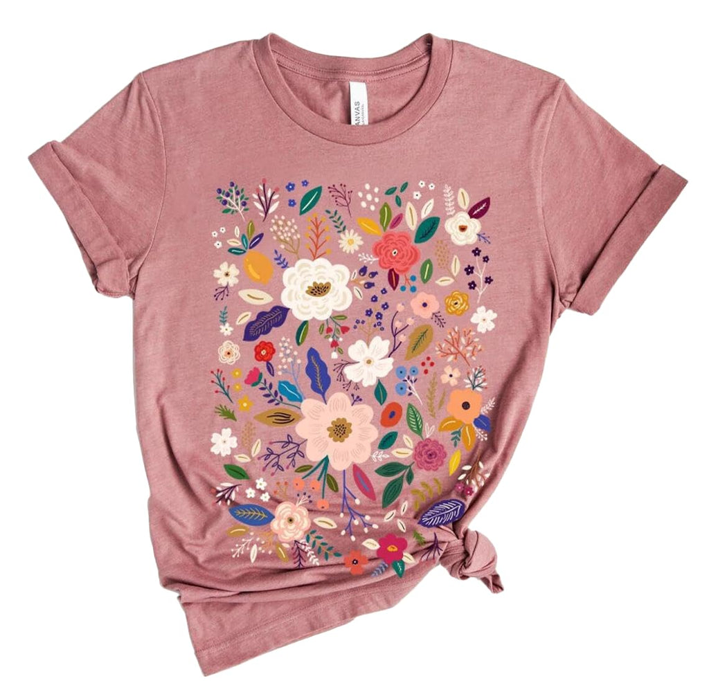 Boho Wildflower Tee with vintage wildflower and butterfly print