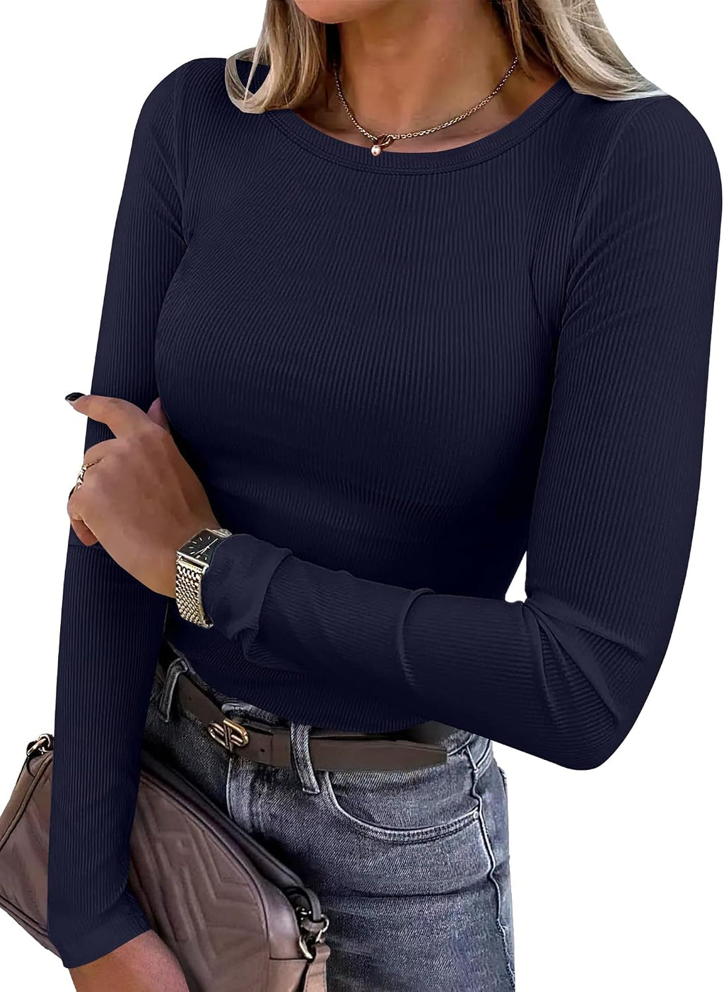 Ribbed Fitted Long Sleeve Top - product photo 5