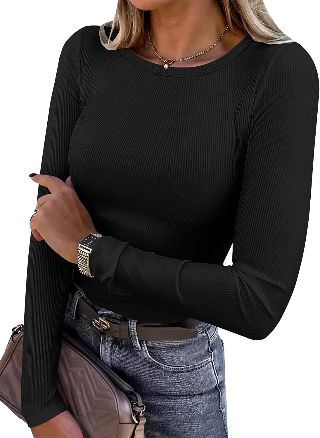 Ribbed Fitted Long Sleeve Top