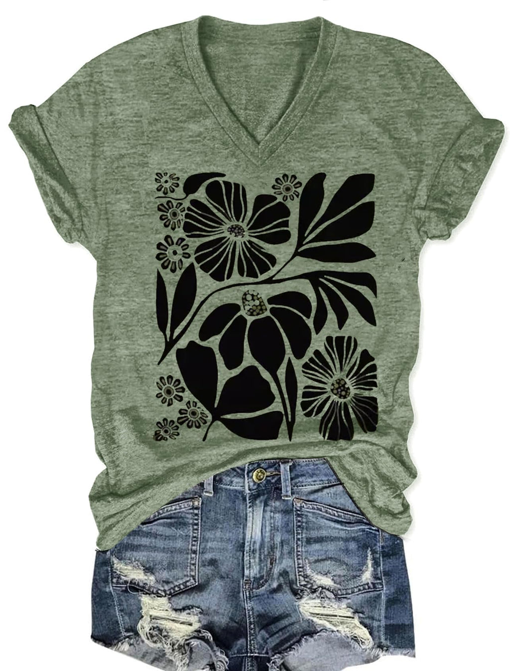 Boho Wildflower Tee with vintage wildflower and butterfly print