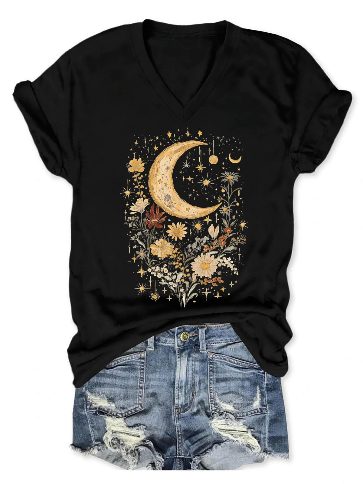 Boho Wildflower Tee with vintage wildflower and butterfly print