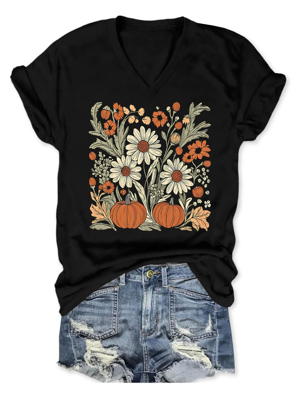 Boho Wildflower Tee with vintage wildflower and butterfly print