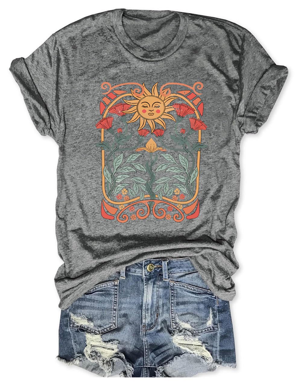 Boho Wildflower Tee with vintage wildflower and butterfly print
