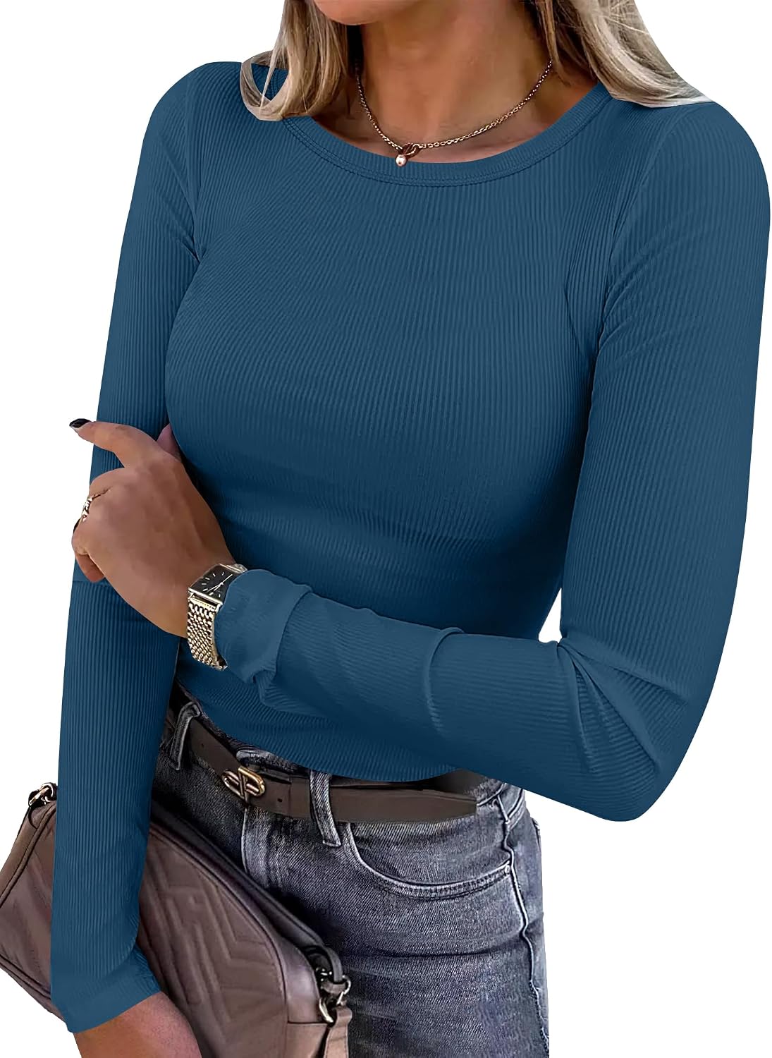 Ribbed Fitted Long Sleeve Top - product photo 10