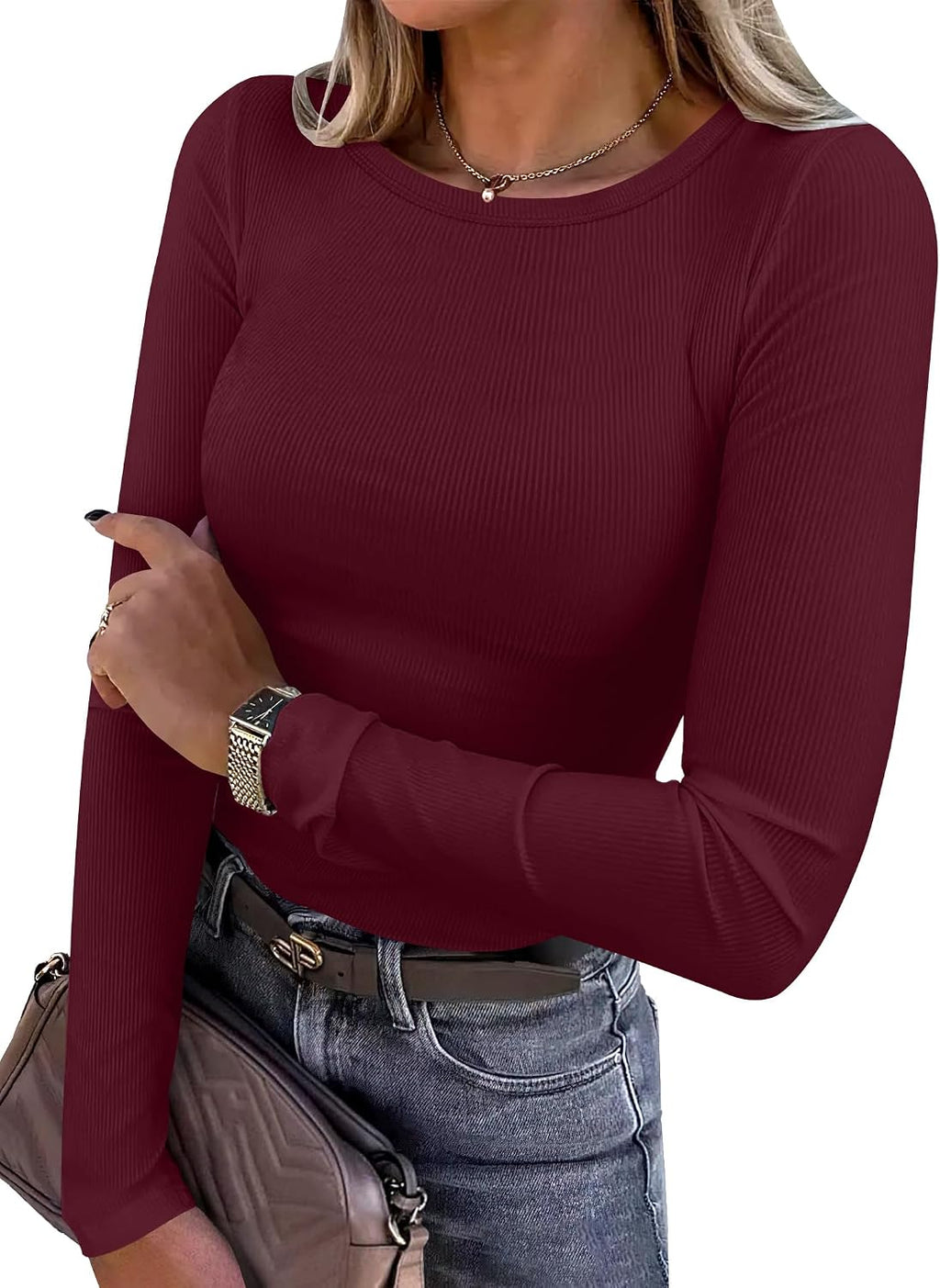 Ribbed Fitted Long Sleeve Top - product photo 2