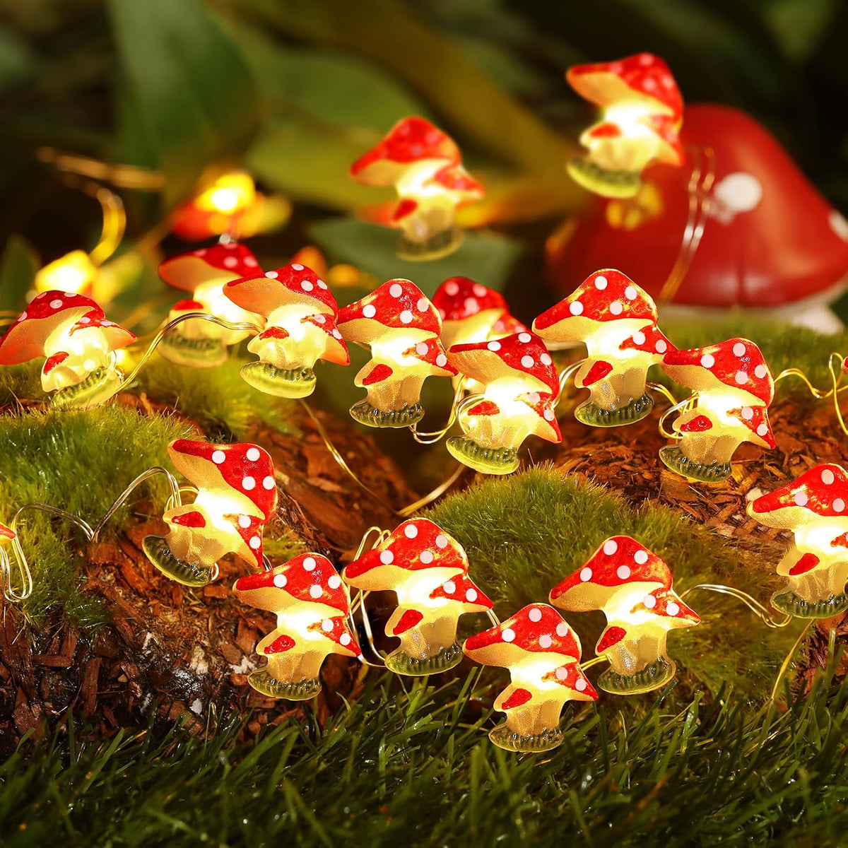 Mushroom Fairy Lights - 10ft 30 LED - mushroom fairy string lights