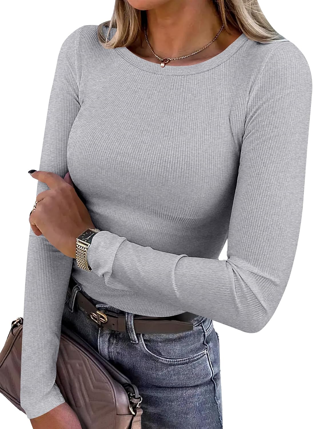 Ribbed Fitted Long Sleeve Top